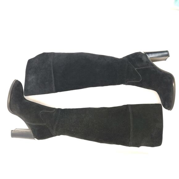 Michael Kors Regina Over the Knee Boot 7.5M Black Suede Block Heel Pull On 3.5"H - Picture 5 of 9